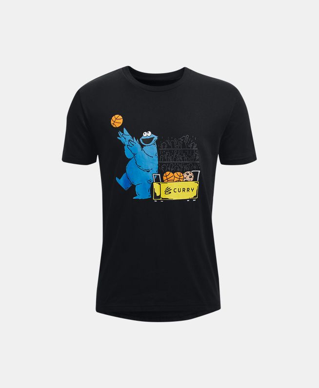 男童库里Curry×芝麻街联名Cookie Monster短袖T恤